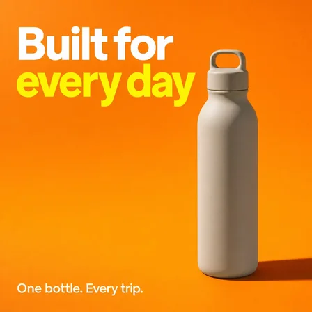 Bold color block: an example ad photograph from the product's inspiration library, illustrating the "One object, one saturated color, nothing else in the frame." technique