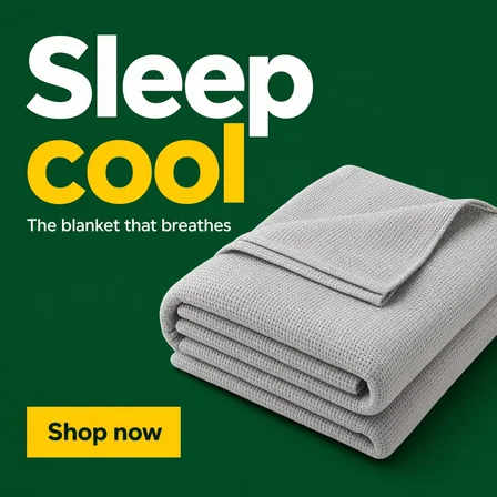 Big headline, product cut-out: an example ad photograph from the product's inspiration library, illustrating the "The classic: a two-line headline with one accent word, the product on the right, a button below." technique