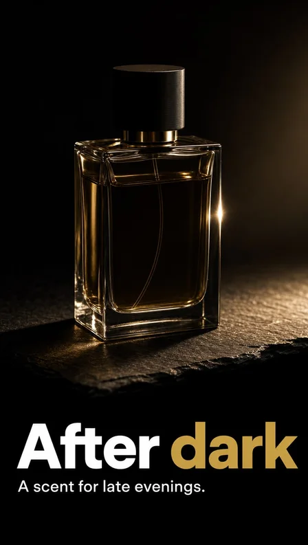 One light, dark room: an example ad photograph from the product's inspiration library, illustrating the "A single beam of light on a dark scene." technique